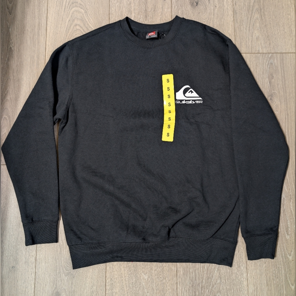 NWT•Quiksilver Men's Classic Black Crew Neck Soft Sweatshirt•60%Cotton•Small⬛